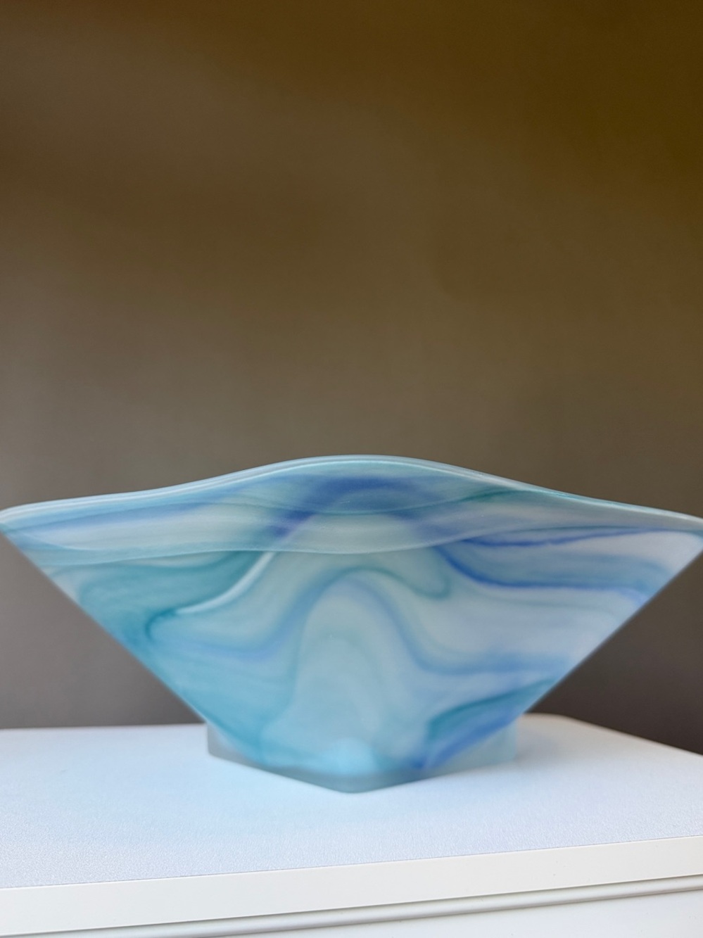 Glass Bowl Hand-Blown Blue Swirl Glass Bowl - Home decor stunning